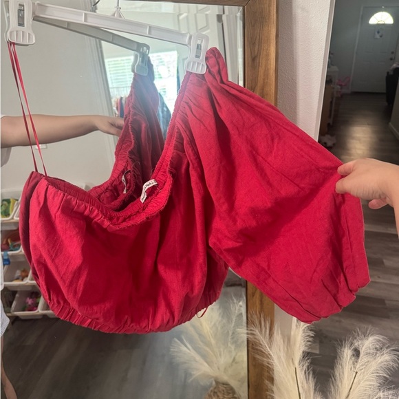 Abercrombie & Fitch Linen One Shoulder Puff Sleeve Top - Picture 2 of 4